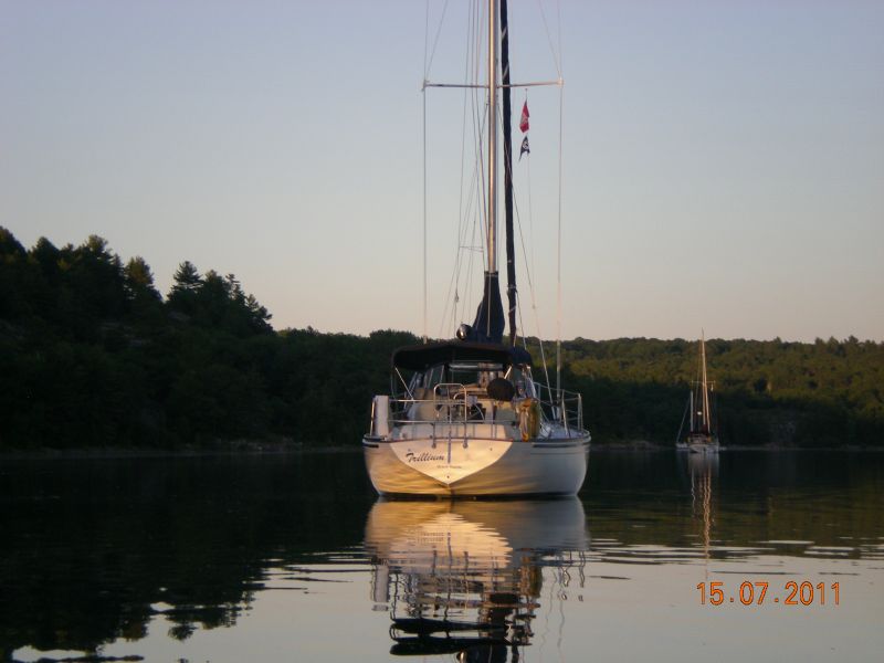 Trillium I-36 at anchor Harbor Island - North Channel