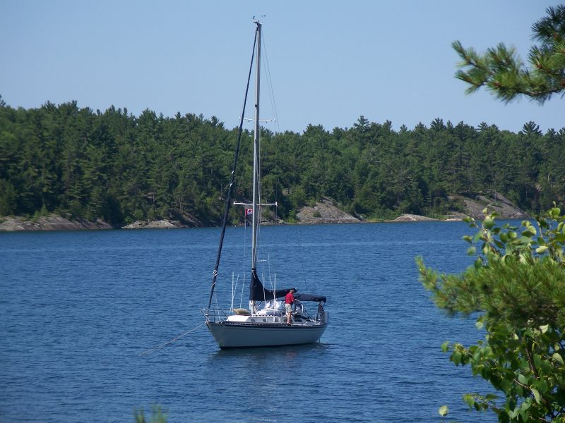 Trillium I-36 stops for evening John Island, North Channel Lake Huron 