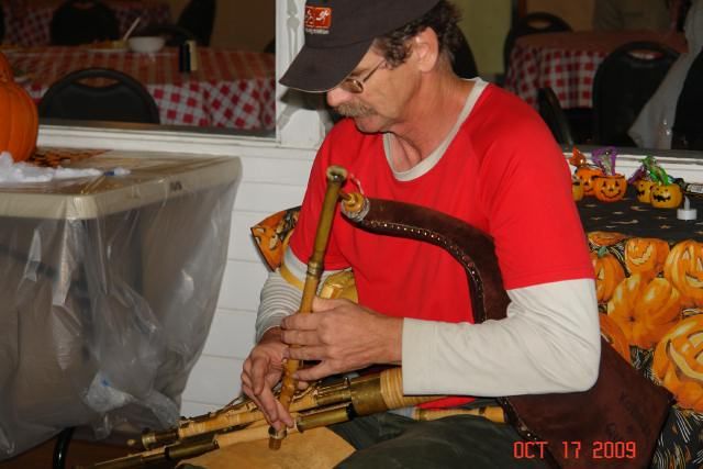 Bagpiper at twilight