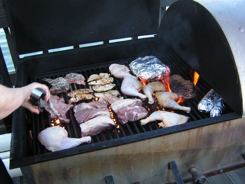 Goodies go on the grill....