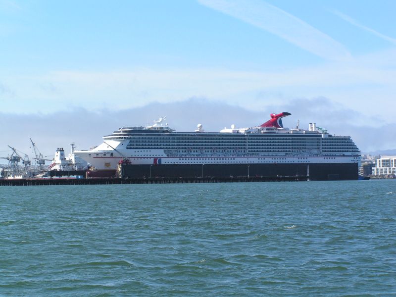 cruise ship in floating drydock ...