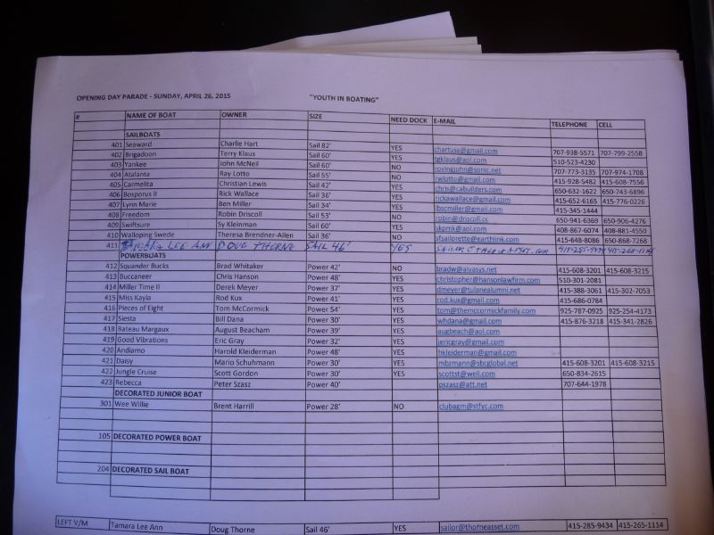 Parade list.