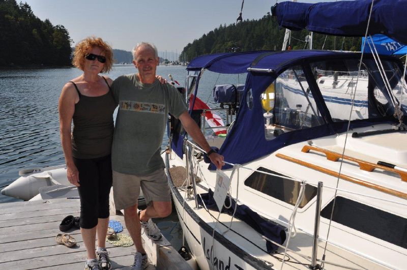 26 Derek & Alison O'Breirne aboard Island Time, a 1981 I28