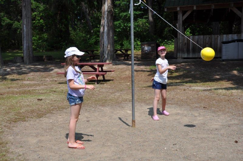 46 Natasha & Helen playing tetherball....