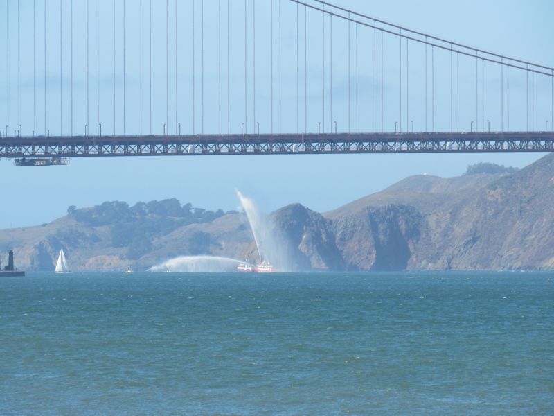 Fireboat shows off.